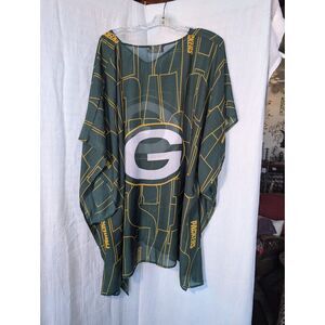 NFL Apparel Green Bay Packers Sheer Caftan Poncho Tunic Swim Coverup OSFM